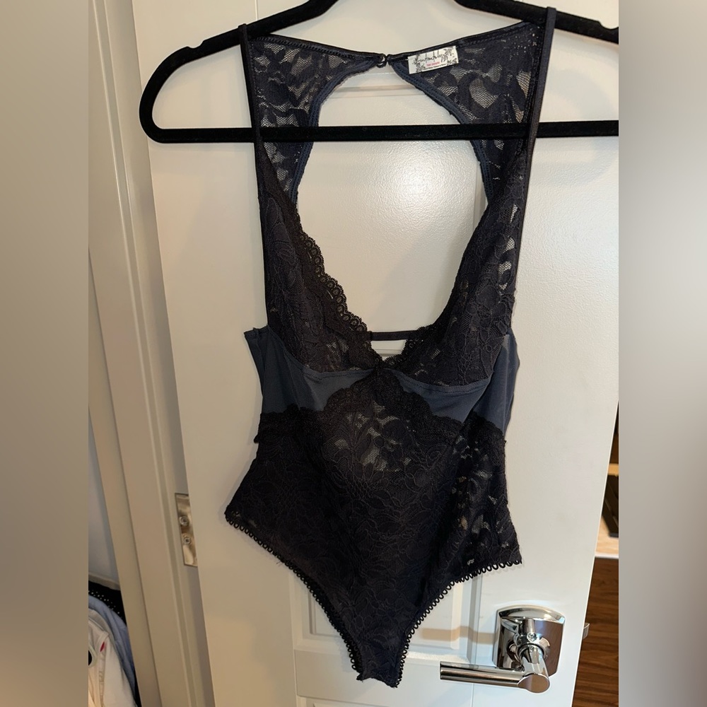 Free People Black Lace Bodysuit
